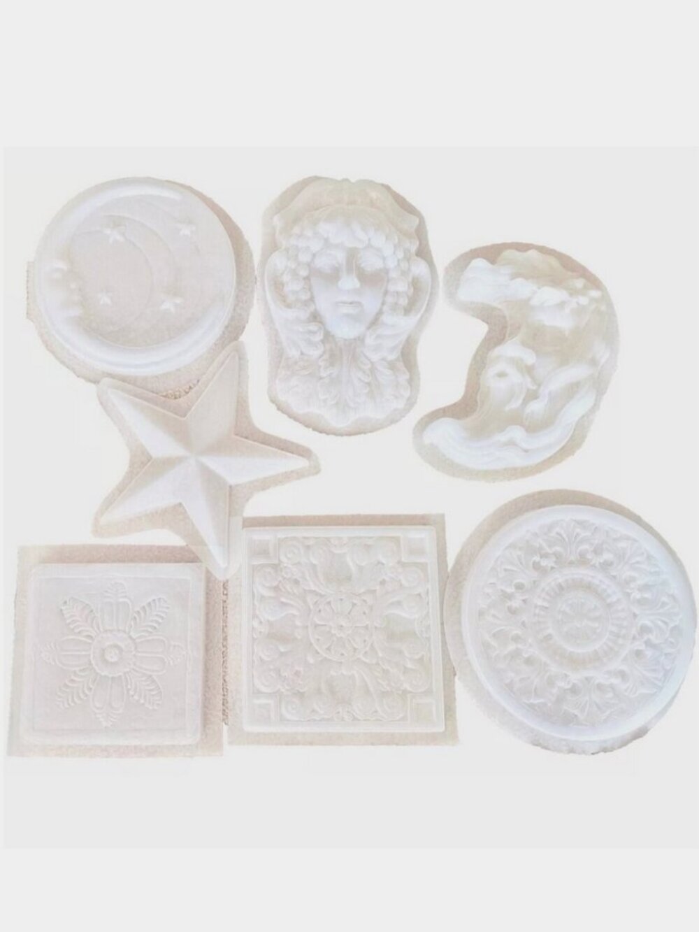 NEW MOLD CREATIONS FLORAL GREEN MAN GREEK LADY MOON STAR CONCRETE STEPPING STONE